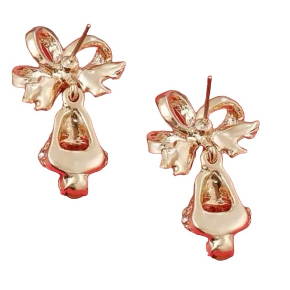 🌼 Christmas Bell Stud Gold Plated Multicolor Rhinestones Inlaid Earrings - Picture 2 of 4